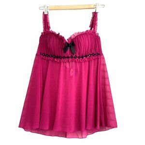 Frederick's of Hollywood Women's Black and Purple Slip Cami Top size L